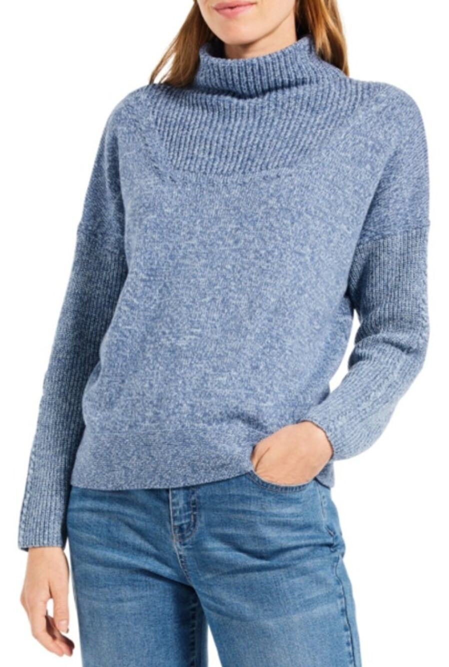 NIC+ZOE Mixed Stitch Funnel Neck Sweater size L